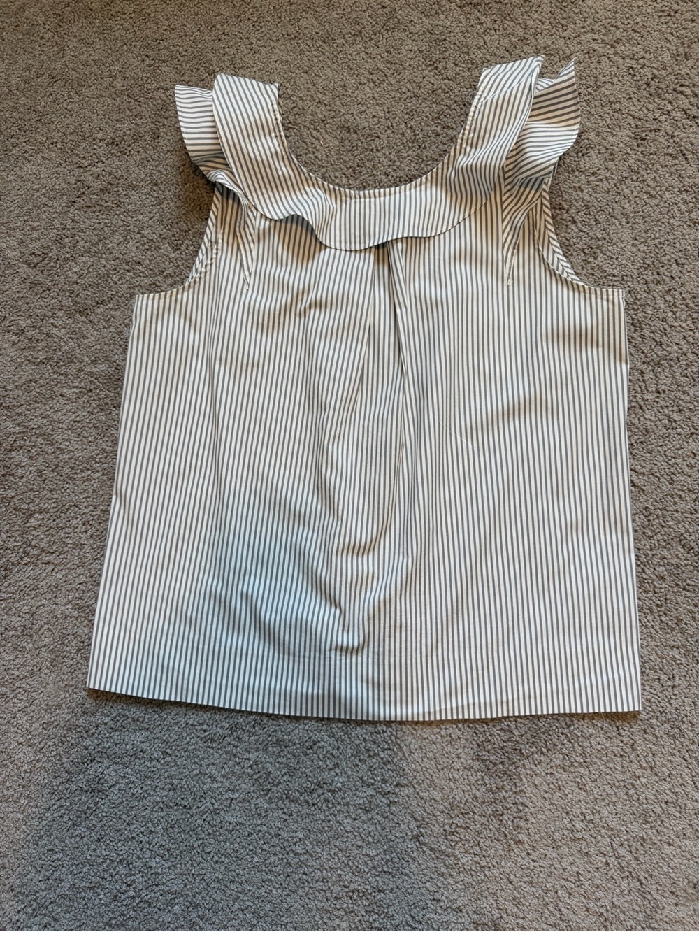 J. Crew Sleeveless Ruffle Yoke Striped Blouse - Gray & White - Picture 2 of 6